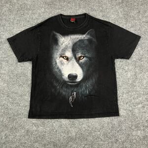 Spiral Direct T-Shirt Mens XXL Black Wolf Graphic Gothic Short Sleeve Casual